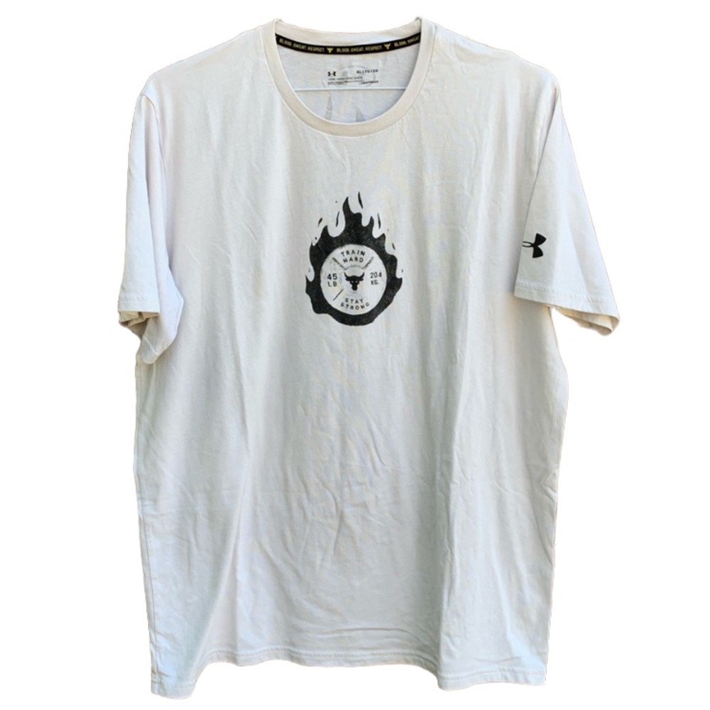 Men’s UA Project Rock Short Sleeve Off White T Shirt